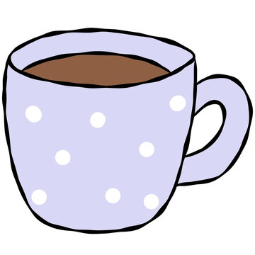 Hand drawn hot coffee, tea, mug