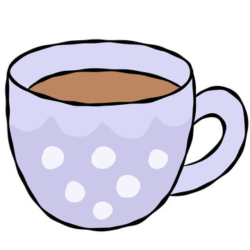 Hand drawn hot coffee, tea, mug
