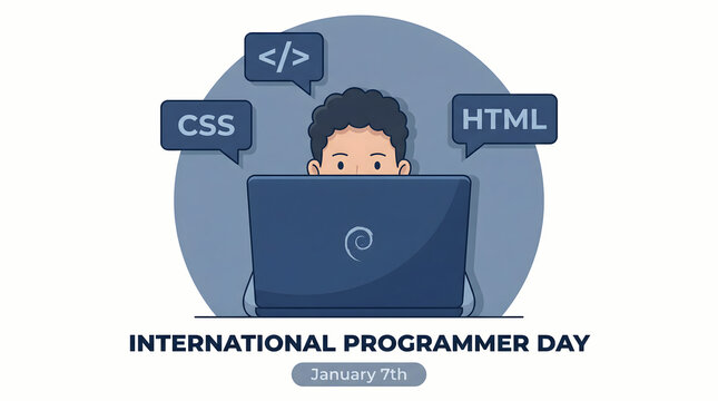 International Programmer Day illustration with HTML CSS coding