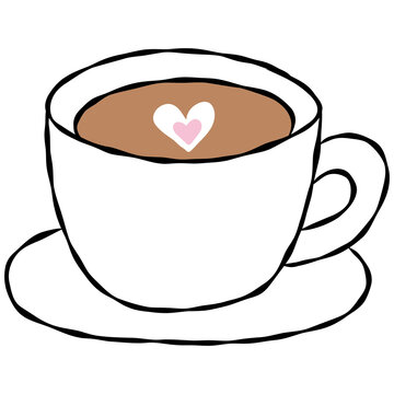 Hand drawn hot coffee, tea, mug
