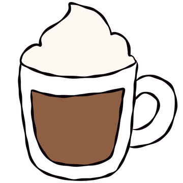 Hand drawn hot coffee, tea, mug
