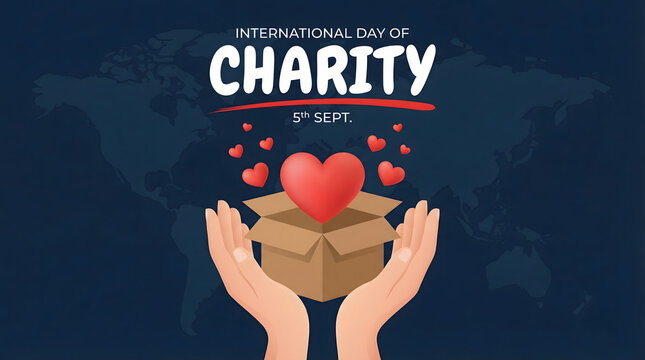 International Day of Charity, hands holding heart