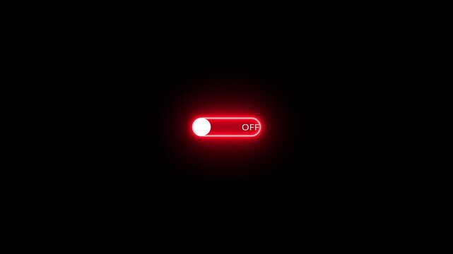 switch that changes from off to on. on from off button with neon button animation.