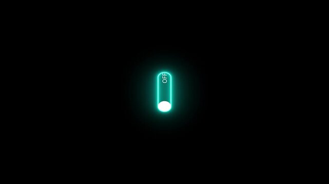 switch that changes from off to on. on from off button with neon button animation.