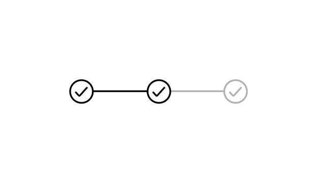 3 step infographic process with check mark. infographic step by step process sign animation on white background.