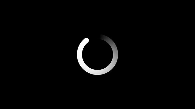 White loading wheel oval graphic animation spinning on transparent background.