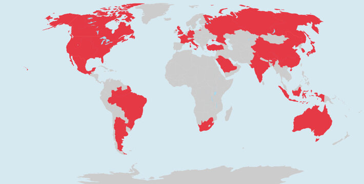 World map G20 nations highlighted political vector