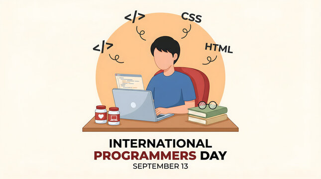 International Programmers Day celebration with coder at work