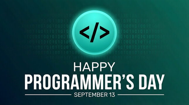 Happy programmers day banner with coding symbol
