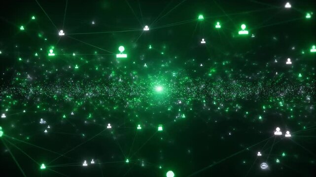 Abstract IoT Sensor Network Visualization Cinematic Data Flow Animation