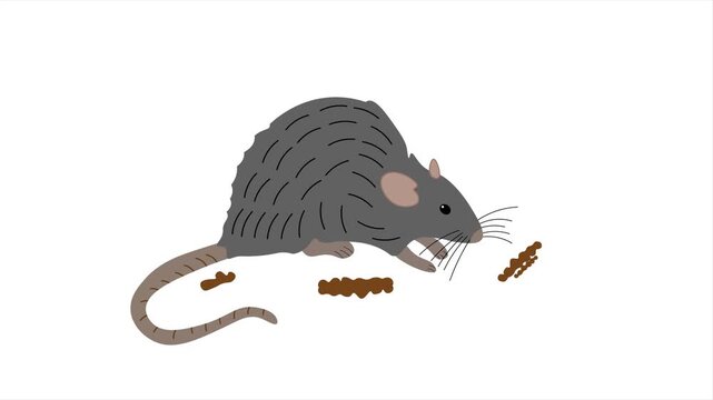 Hantavirus disease vector animation showing rodent carrier and pathogen symbols. Educational medical concept for infection awareness, transmission risk, public health, and healthcare animation.
