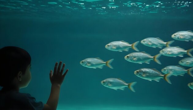 A child reaching out to touch a fish in an aquarium, showcasing curiosity and connection to marine life during a zoo visit