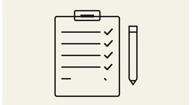Checklist with animated checkmarks and pencil animation