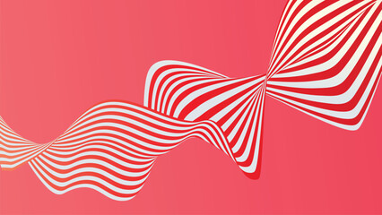 Obraz premium Wavy Striped Lines Abstract Background, Optical Illusion Style Flowing Curved Vector Illustration