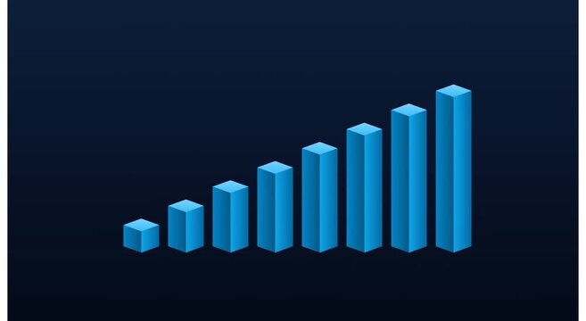 Growing blue 3 d bar chart animation for business animation