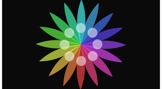Rotating rainbow flower loading spinner animation on animation