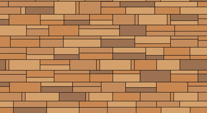 Seamless brown stone brick wall texture features varying shades of tan and earth tones in a rectangular block pattern.
