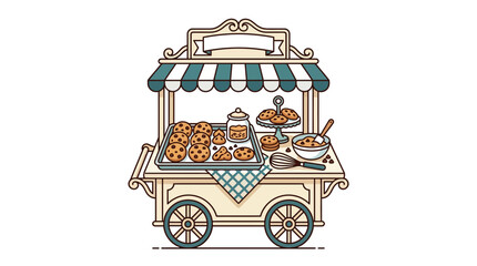 Charming Cookie Cart with Freshly Baked Goods and Baking Utensils © Sabrina Rahma