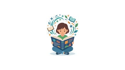 Child reading book, imagination, learning, education, knowledge, creativity, fantasy © Sabrina Rahma