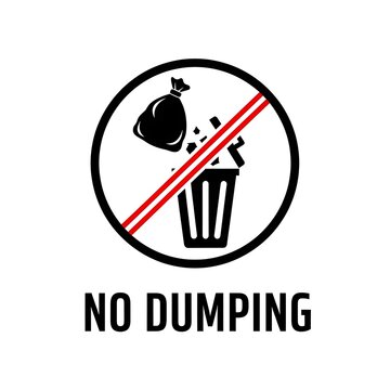 No dumping sign with crossed out trash can.
