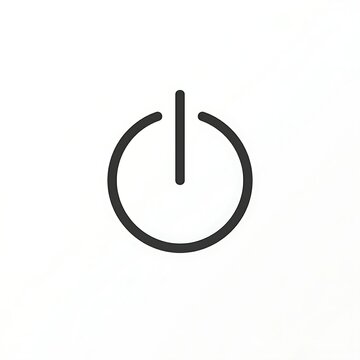 Minimalist power button icon on white background symbolizing start or stop