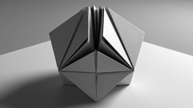 Origami Transforming Paper Geometric Patterns in Monochromatic Style