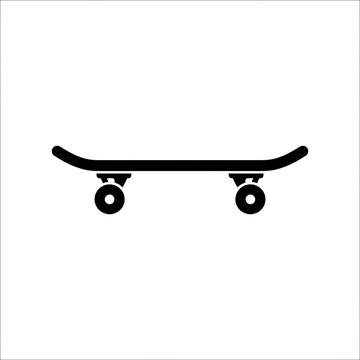 Minimalist black skateboard icon on white background isolated vector illustration