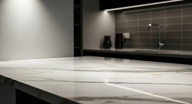 Elegant marble countertop in a modern kitchen setting