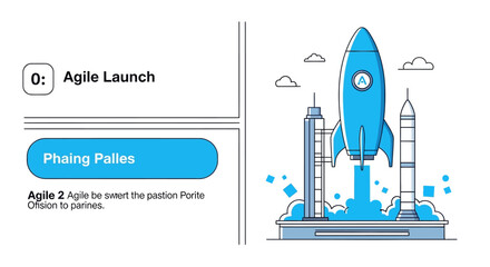 Blue Rocket Ship Launching High. © Janda