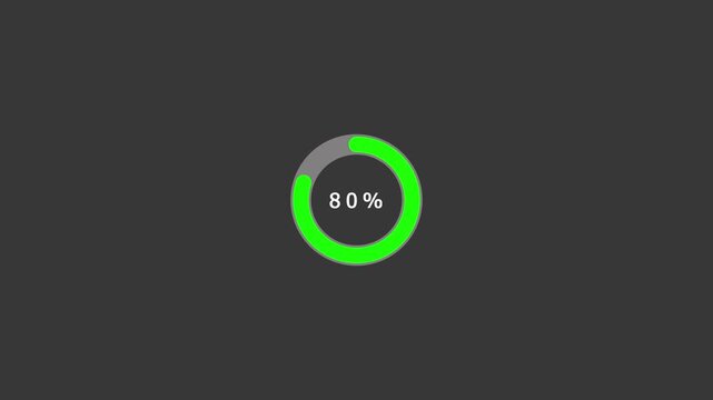 Circular progress bar completion animated on a black background.