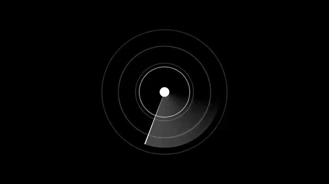 Radar hud target searching scope and scanning element, radar scanner, search for enemy sci-fi animation with alpha channel
