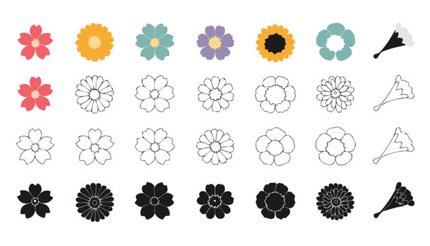 Flower Botanical Icon Set 26W22｜フラワーボタニカルアイコンセット26W22