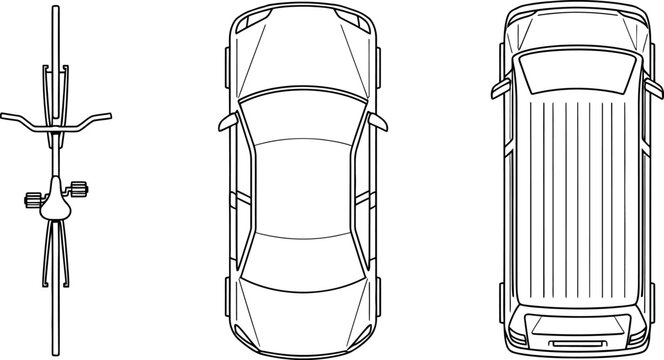 Vehicle top view line art