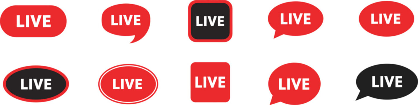 Live streaming broadcast badges vector