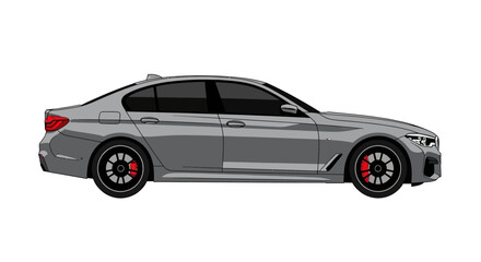 Obraz premium Sleek Gray Modern Luxury Sedan Car Illustration Side View