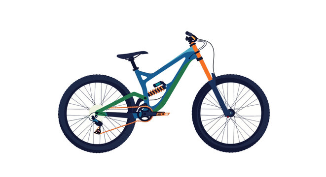 Modern Downhill Mountain Bike Illustration on White Background