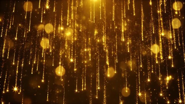 Cinematic Gold Particle Shower Slow Motion Glittering Rain Luxury Background Animation