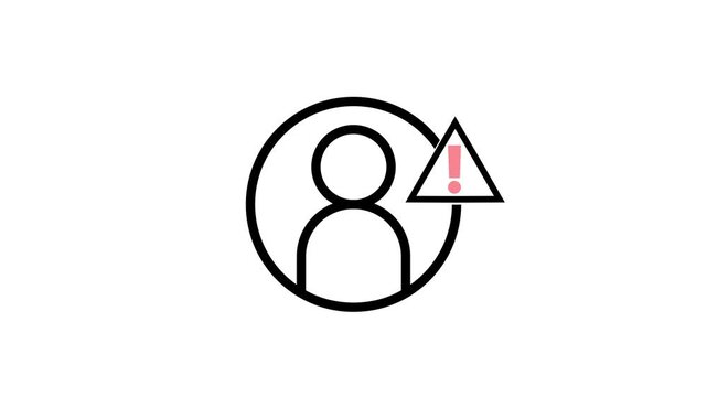 Profile Warning icon. profile, user icon with Attention.User account error icon. Warning exclamation mark icon and Account failed icon.
