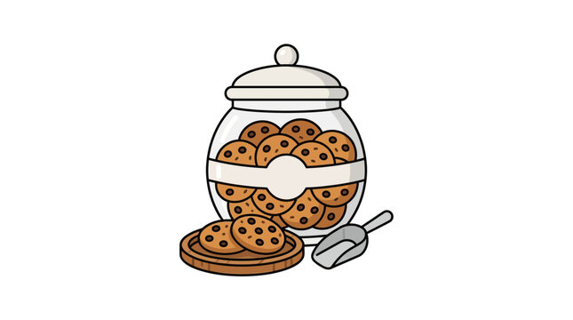 Chocolate Chip Cookie Jar with Scoop and Cookies