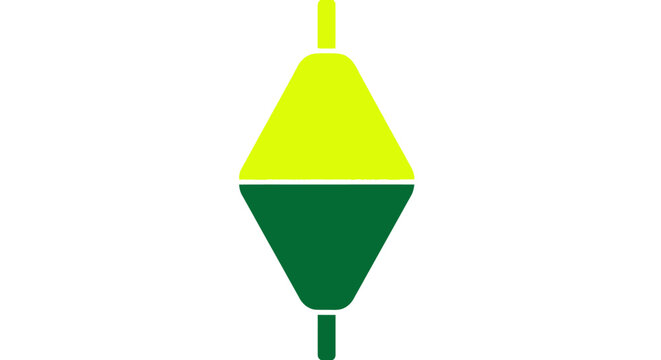 Simple Fishing Float Icon Green and Yellow