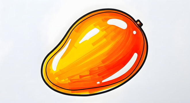 A 3d round icon design of a plastic computer mouse button shaped like a yellow circle and a glass of orange juice on a white background