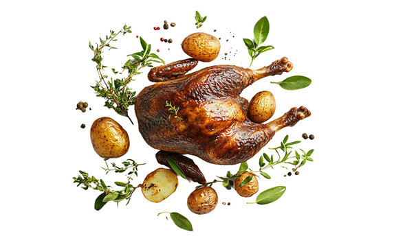 Delicious slow cooked duck leg confit with crispy skin and rustic garnish Isolated on transparent background PNG