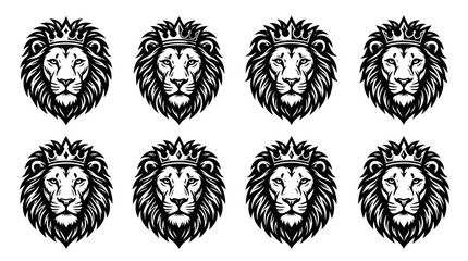 Obraz premium Majestic Lion Heads with Crowns - Regal Symbolism, Power, Strength, Royalty