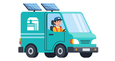 Naklejka premium Delivering a greener future through solar energy and sustainable logistics.