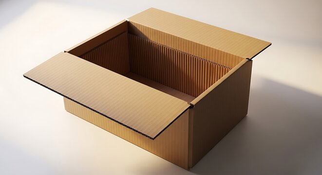 Open cardboard box isolated on white background