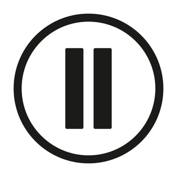 Minimalist black and white pause icon on gray background