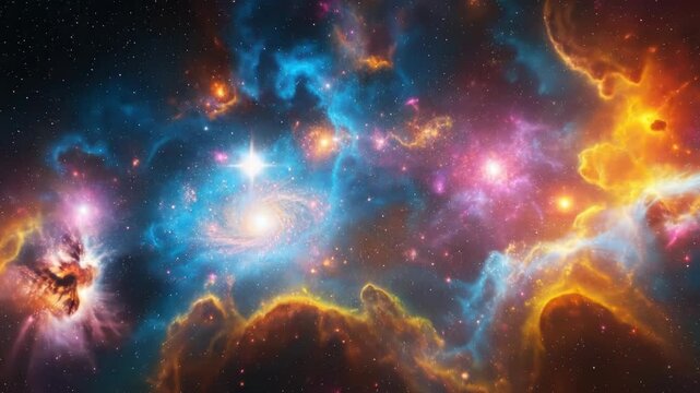Vibrant colorful nebula galaxy formation.