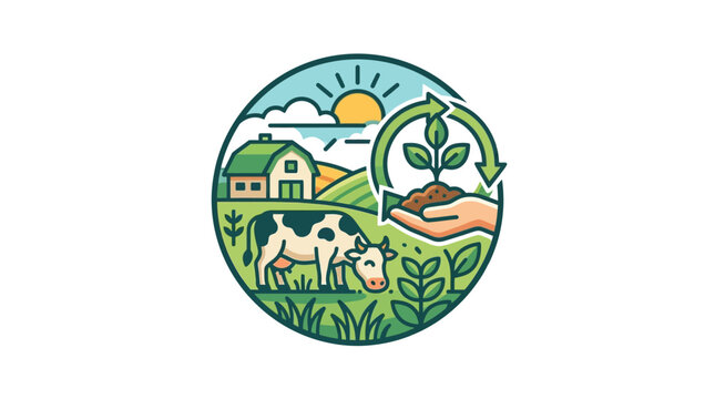 Cows in a green field farm.
