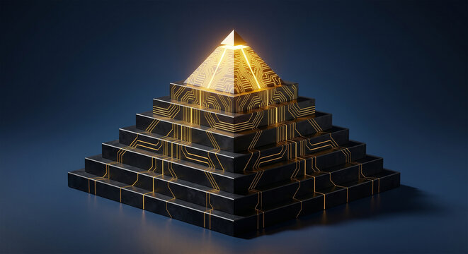 Abstract 3D Geometric Pyramid Success Performance Concept Generative Ai