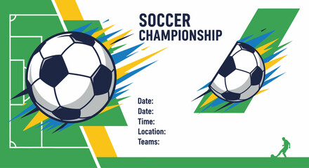 Obraz premium Soccer Championship Event with Dynamic Football Illustration.